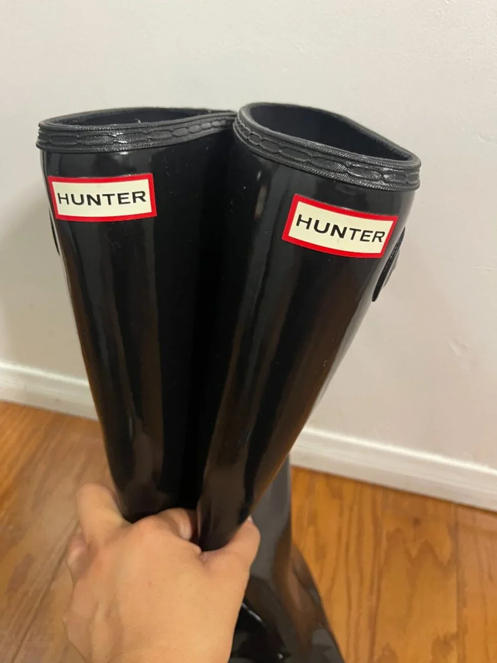 Hunter Original Tall Gloss Black Rain Boots Size 8
